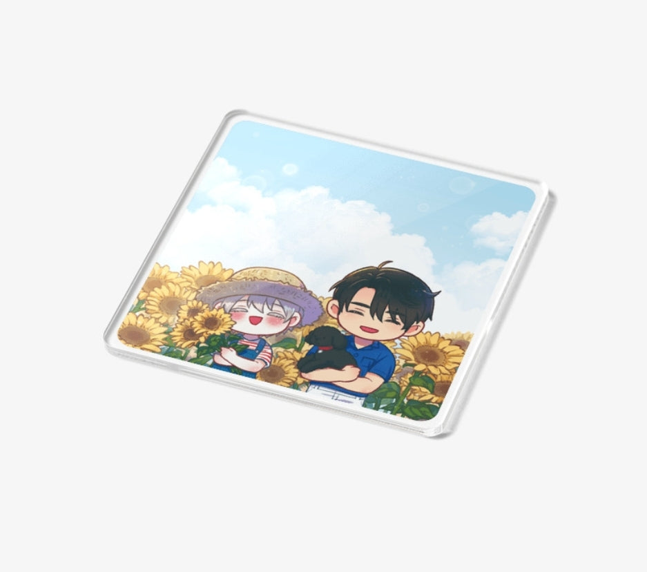 If It's Not Fate, Then What Is It? : Yul-ha and Dojin amongst the sunflower fields Acrylic Coaster