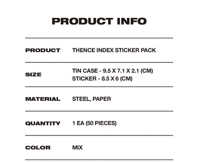 THENCE Index Sticker Pack, Tin Case + Stickers(50 Pieces)