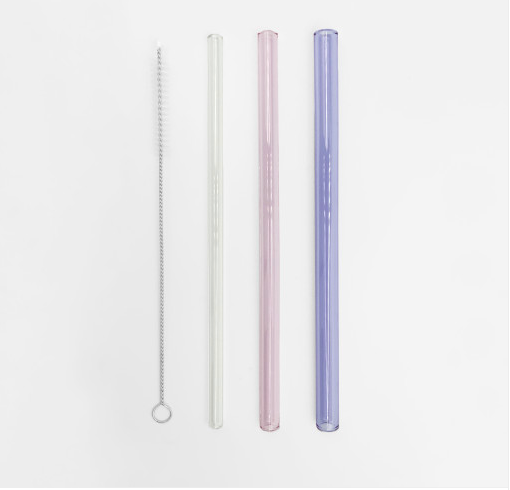 Glass Straws Set, Perfect Reusable Straw For Smoothies, Tea, Juice, Water. Non-toxic, non-waste.