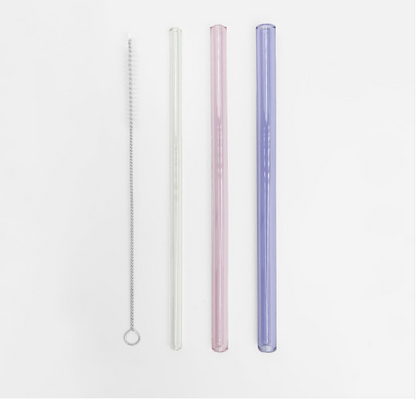Glass Straws Set, Perfect Reusable Straw For Smoothies, Tea, Juice, Water. Non-toxic, non-waste.