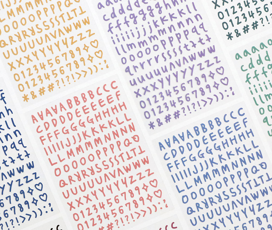 ICONIC Calligraphy Typo Alphabet and Number sticker 10sheets set