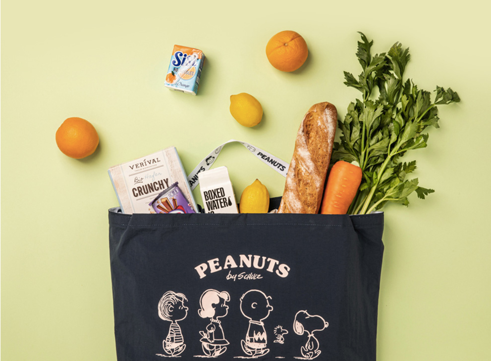 Borsa Shopper Grande Riciclata Peanuts | Charlie Brown | Bioworld | Nuova Con Etichette