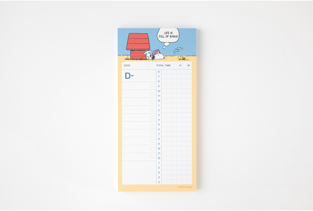 Peanuts Time Tracker memo pad, 2 style