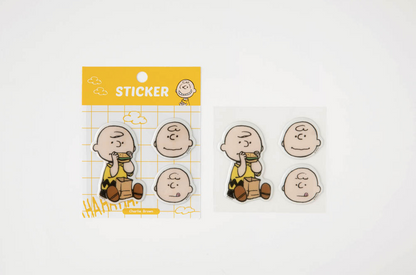 Peanuts pom pom sticker, 7 characters