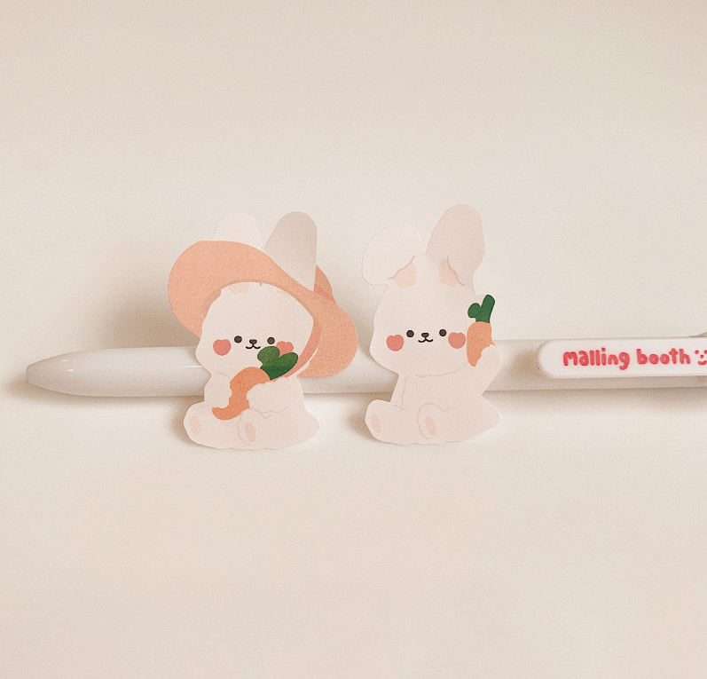 MALLING BOOTH Hato rabbit and Carrot Removable Sticker