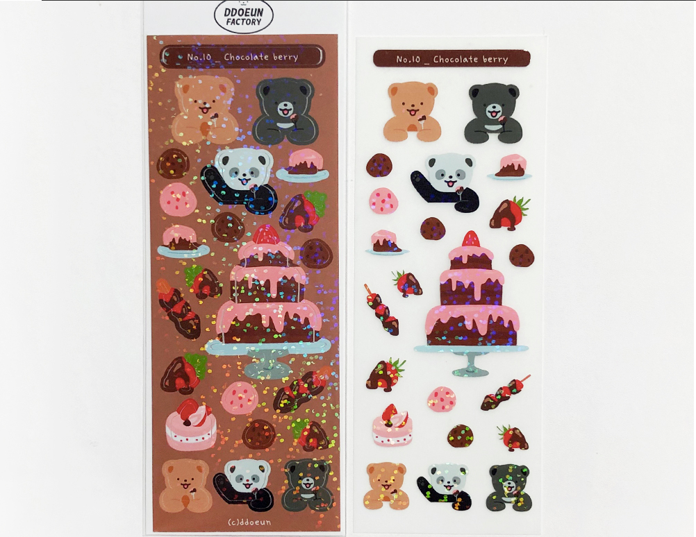 Chocolate berry and bear Hologram Seal Sticker