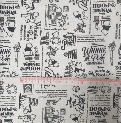 Winnie the Pooh Lettering Cotton Fabric, Disney Fabric by the yard