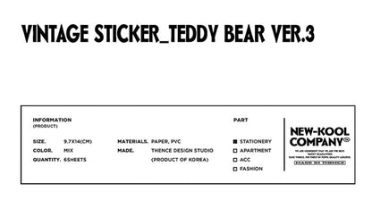 THENCE Vintage Sticker_Teddy Bear Ver.3, Thence Sticker set (6 Sheets)