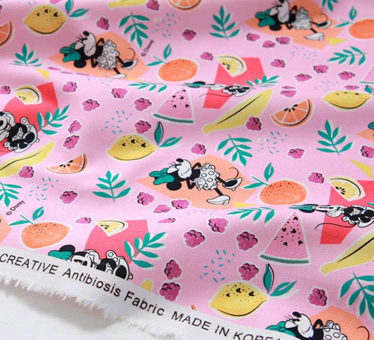 Disney Minnie Mouse Fruits Cotton Fabric, by the yard