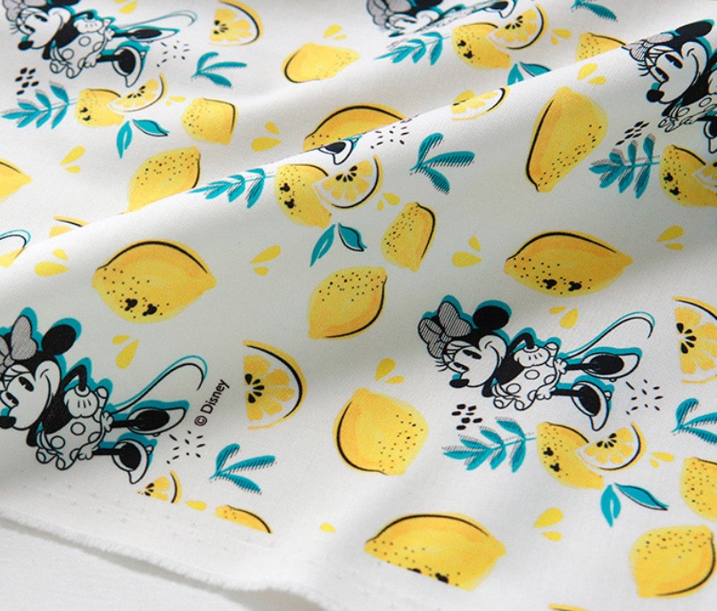 Disney Minnie Mouse Lemon Cotton Fabric, by the yard