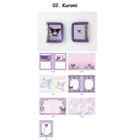 Sanrio 3 Ring Mini Binder Journal, Hello Kitty, My Melody Transparent Clear Cover Diary Album