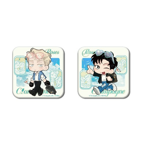 Roses and Champagne : square Can Badge Set