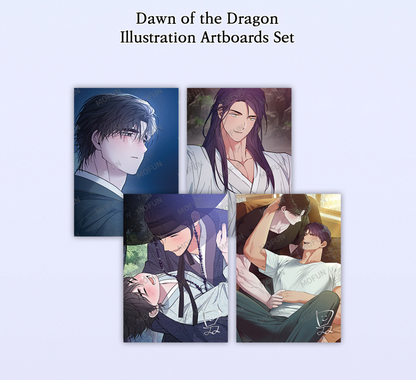 [collaboration cafe] Dawn of the Dragon : Illustration art board set(4p)