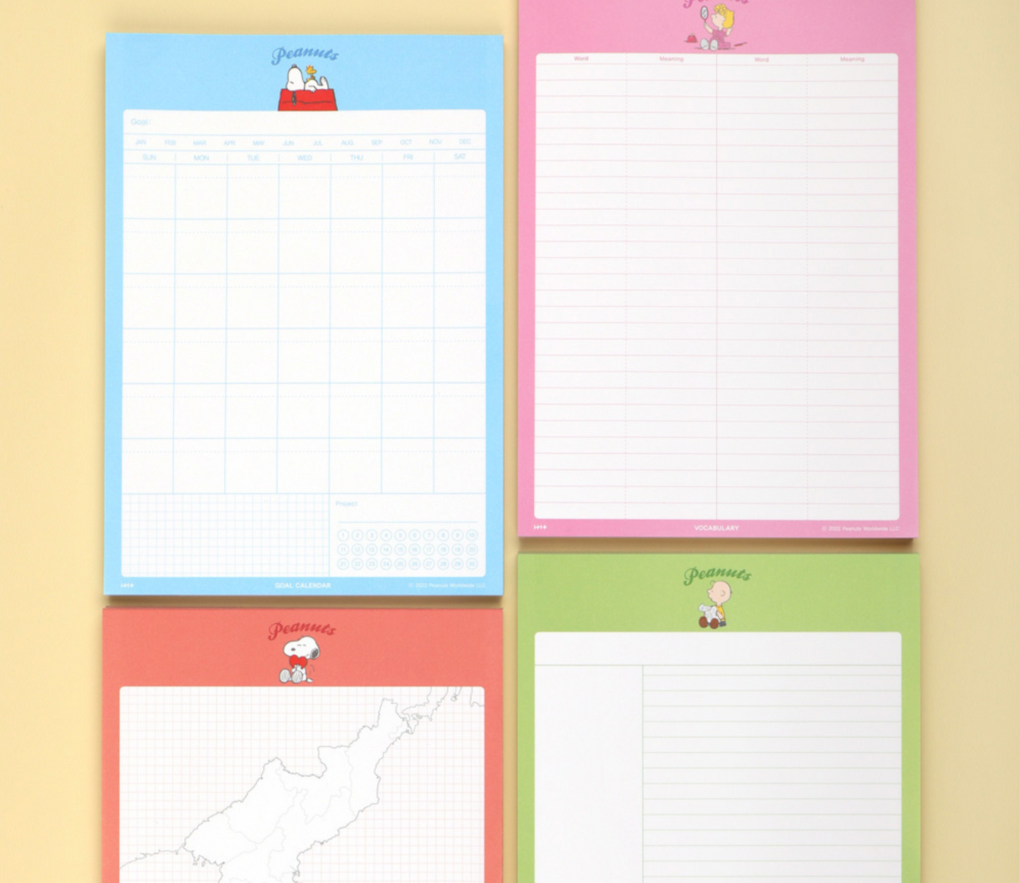 Peanuts B5 Notes Memo pad 8 Types