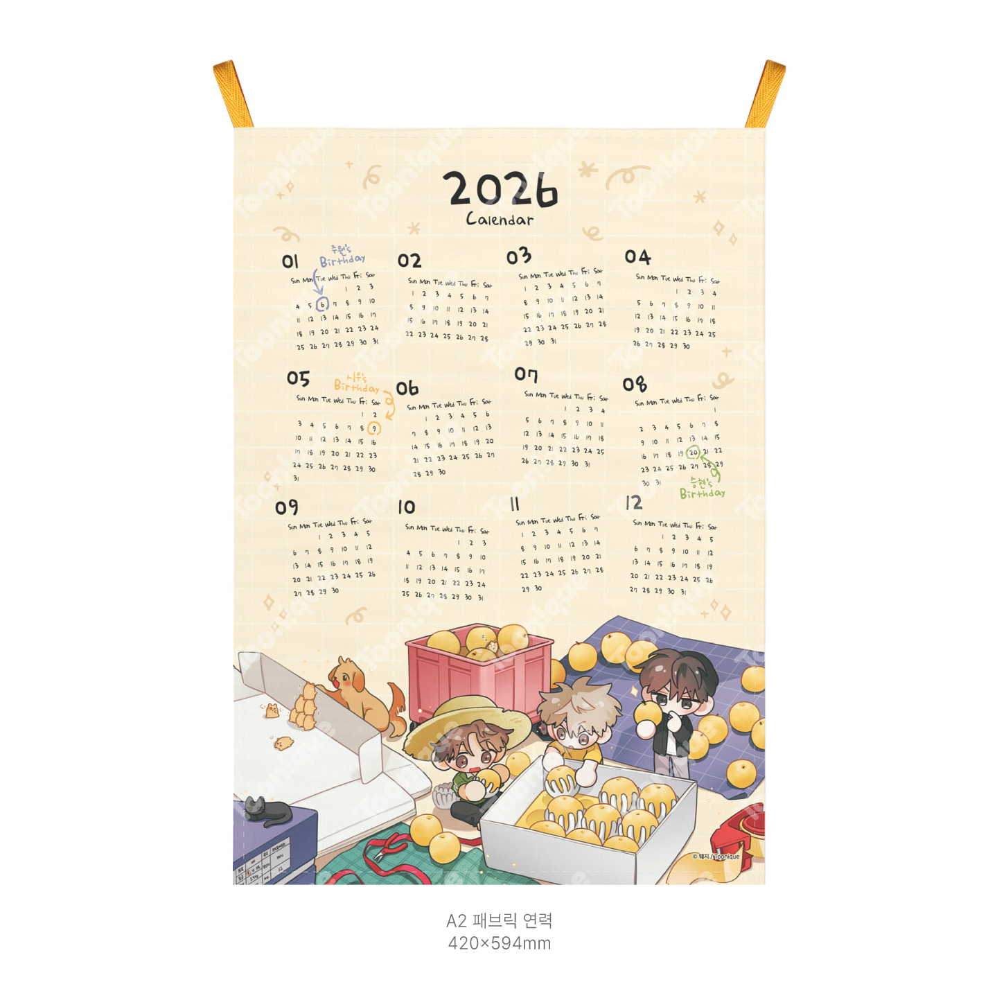 [Toonique Cafe] When Pear Blossoms Bloom : 2026 Fabric Calendar Set