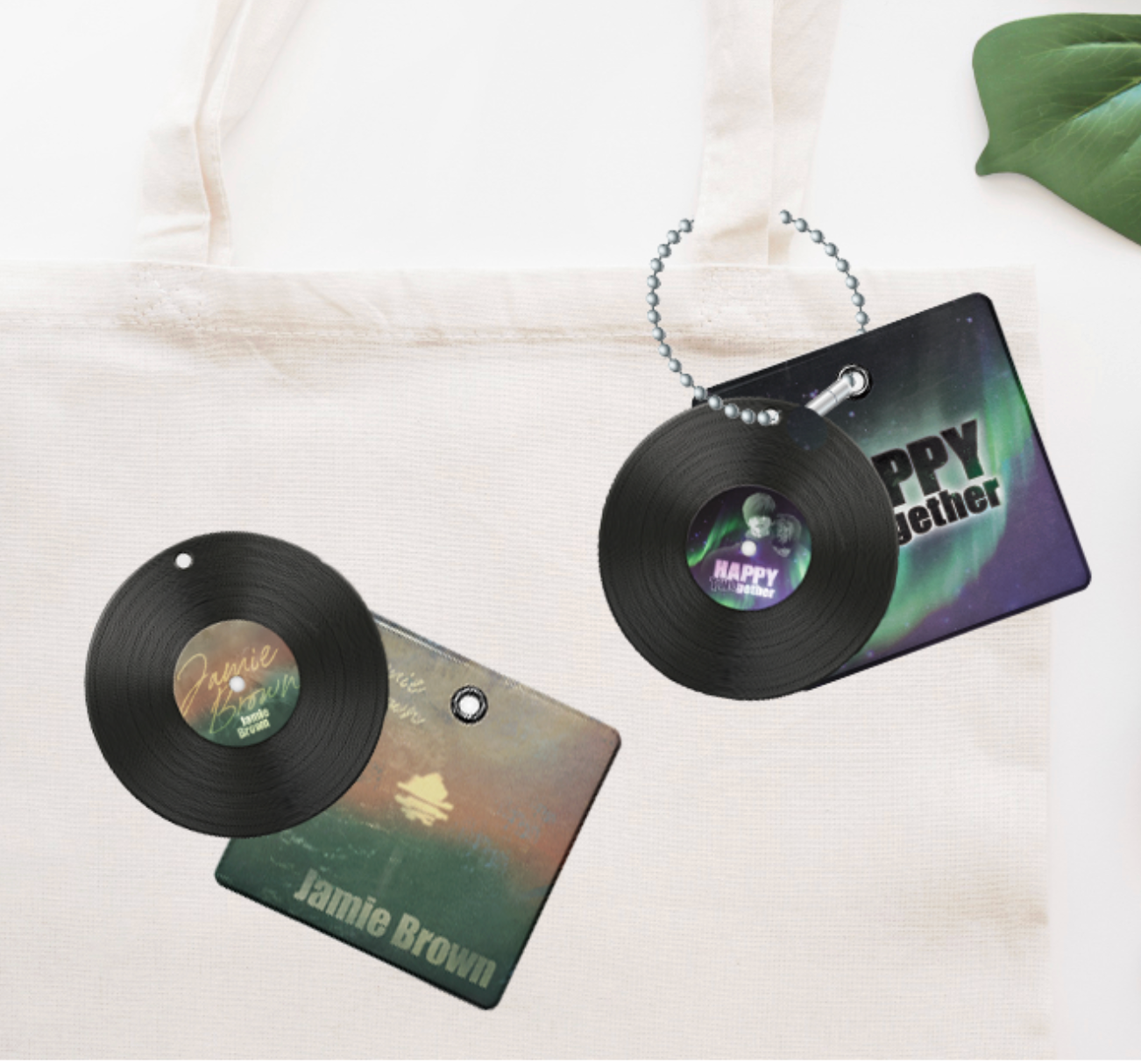 [Be On Cafe] Happy Twogether : Vinyl Record Keyring Set