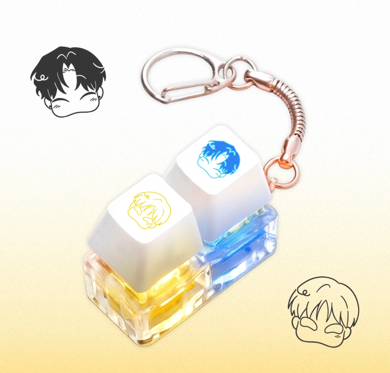 [Aniplus Cafe] One-Room TA : LED Keycap Keyring Woo-yoon & Jinhyung Ver.