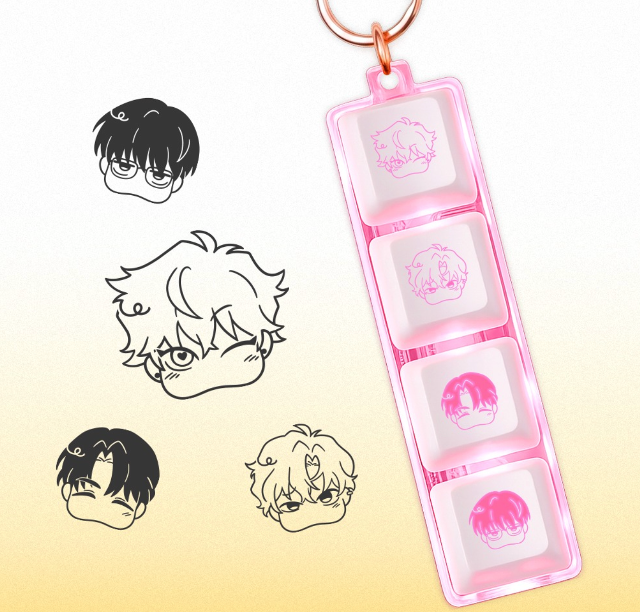 [Aniplus Cafe] One-Room TA : LED Keycap Keyring Love square Ver.
