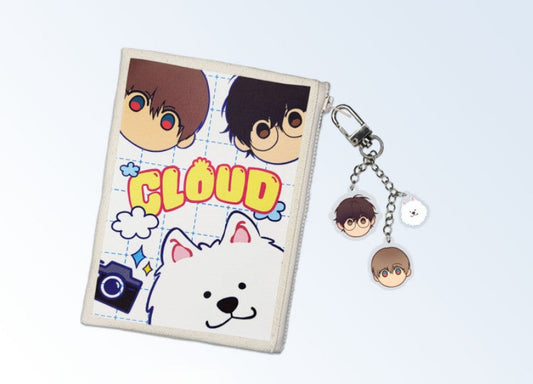 Lost in the Cloud : acrylic keyring & canvas pouch