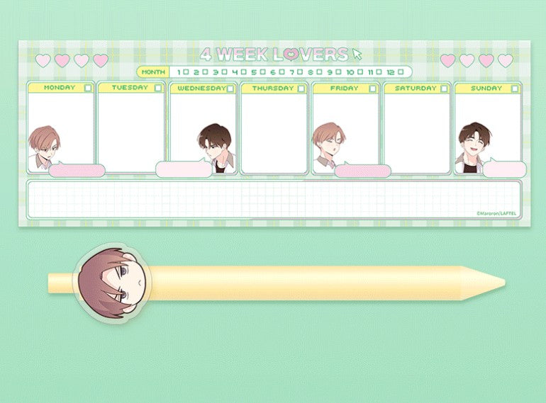 [pre-order][collaboration cafe] 4 Week Lover : sticky memopad & pen set