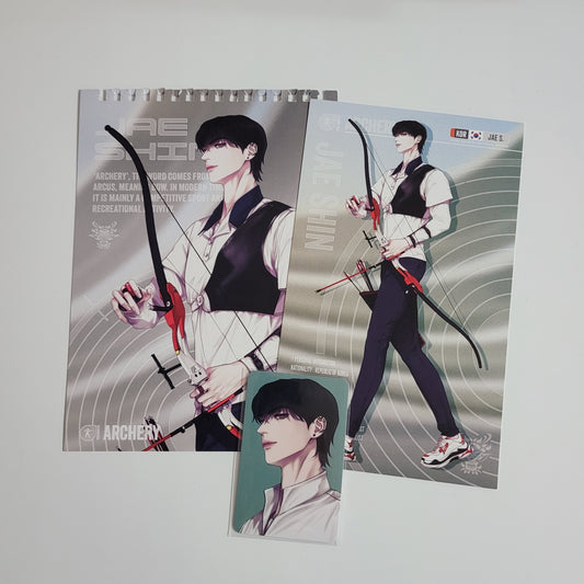 Team Lezhin 2024 Season's Greetings : The Ghost's Nocturne JAE SHIN photo card and postcard with a page of calendar