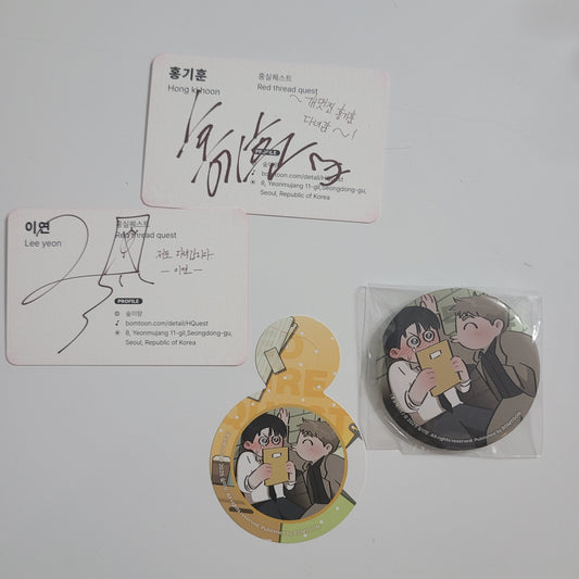 [NEMO MARKET] LEBOM CAFE : Red Thread Quest : Business Card+Straw deco pic+can badge