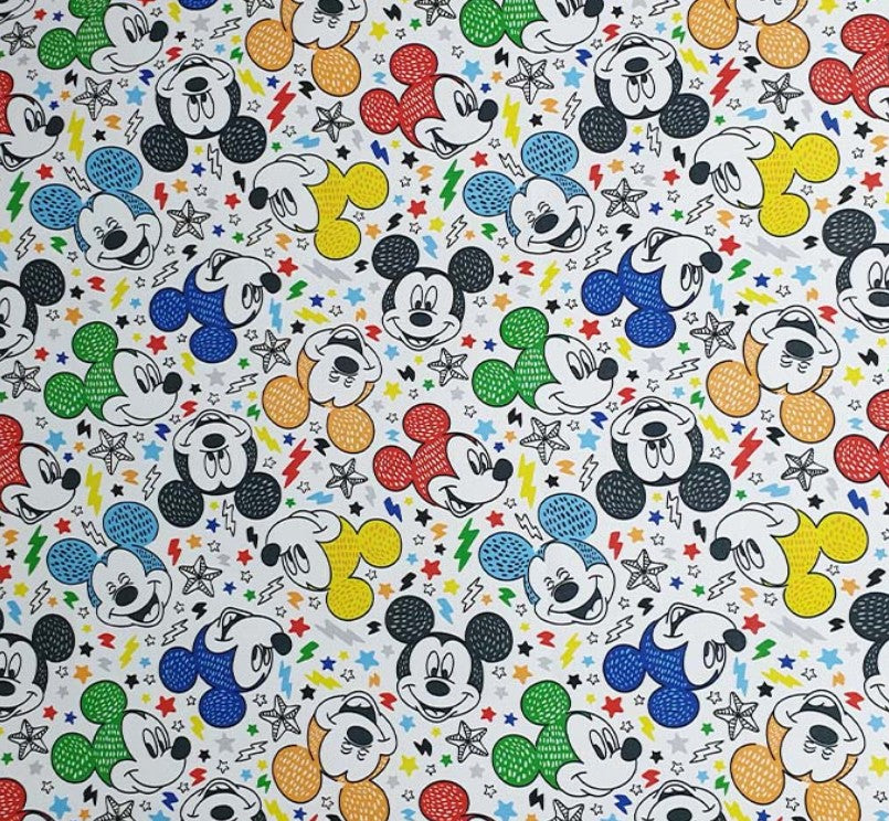 Disney Colorful Mickey Mouse Cotton Fabric, by the yard