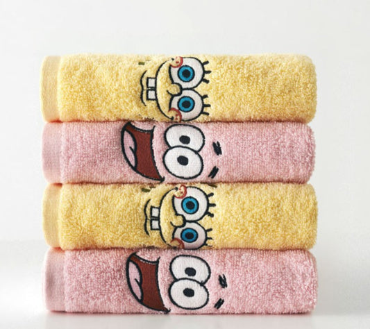 Sponge Bob SquarePants 2 Piece Face Towel, spongebob hotel towel, High quality 2 Types