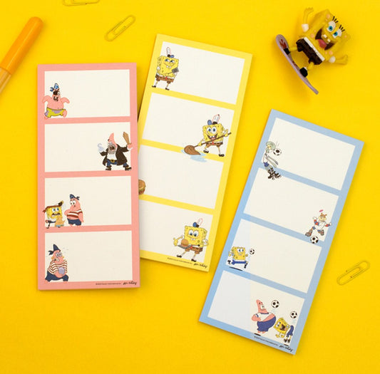 Sponge Bob 4 cut Memo pads, Sticky Notes, 50 sheets Writing Pads