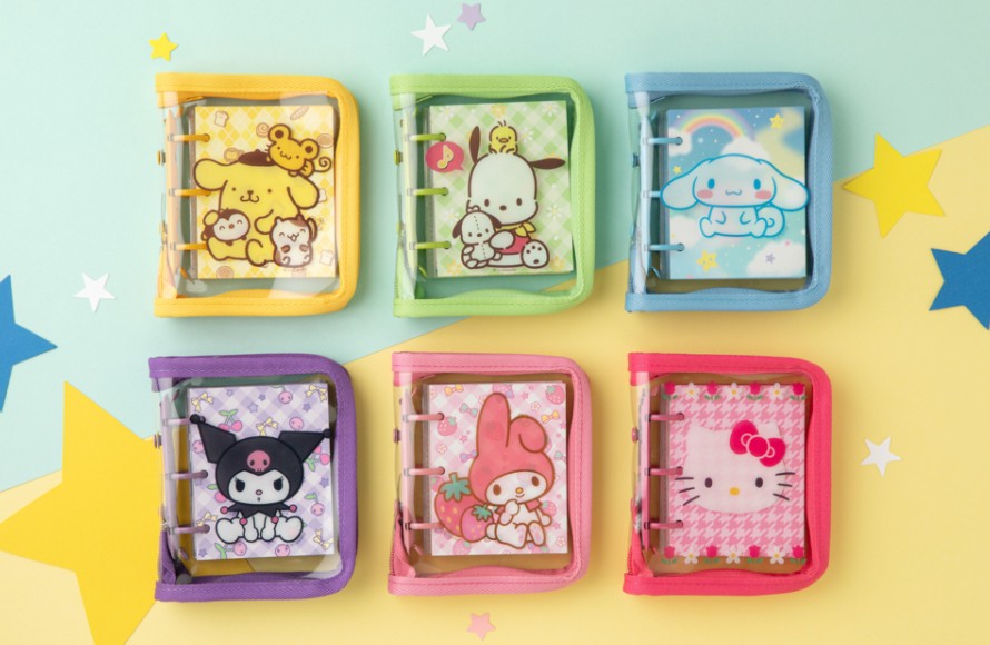 Sanrio 3 Ring Mini Binder Journal, Hello Kitty, My Melody Transparent Clear Cover Diary Album