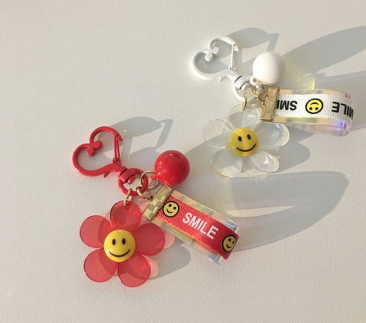 Airpods Acrylic Flower Smile Keyring, Couple Keyring 2 Types