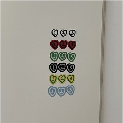 MAZZZZY number heart sticker (6color)