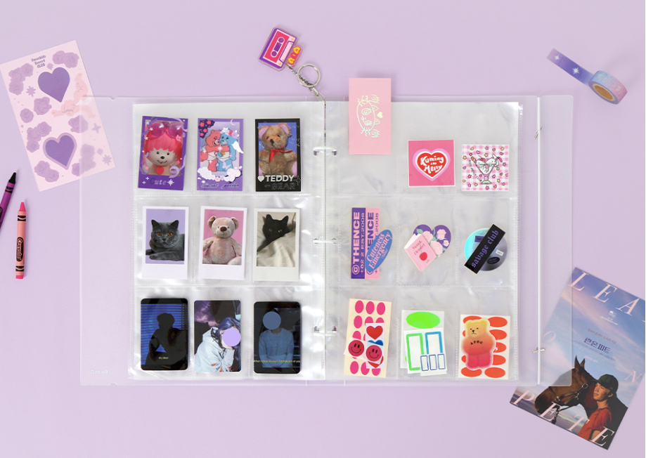 big card binder BEOND Big size A4 Deco pocket 3 ring binder, Photo card Binder 3hole, – nemo it store