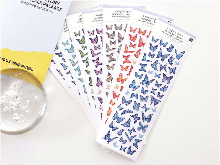 MELLEEFACTORY Butterfly Sticker 8 sheets set