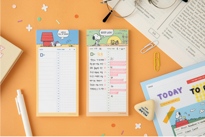 Peanuts Time Tracker memo pad, 2 style