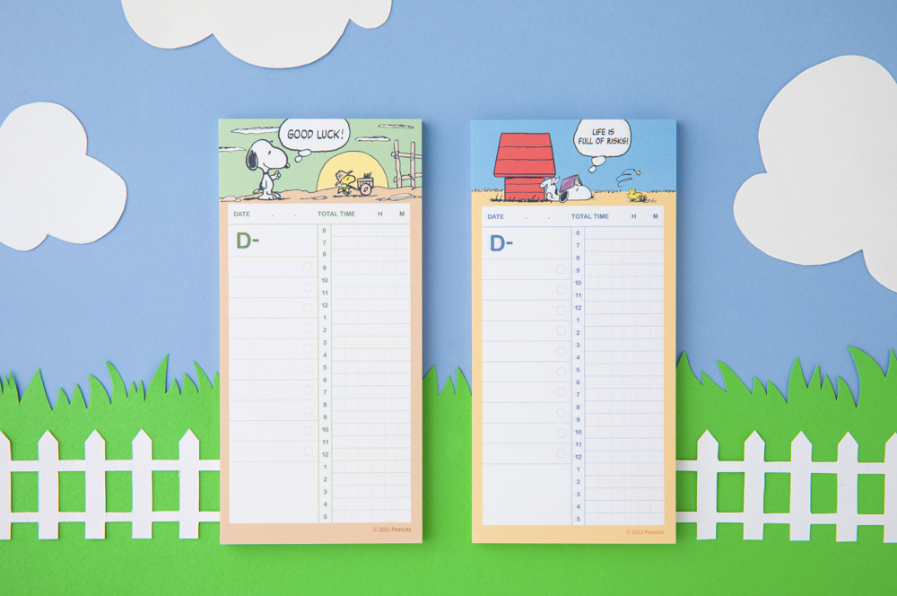 Peanuts Time Tracker memo pad, 2 style