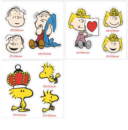 Peanuts pom pom sticker, 7 characters