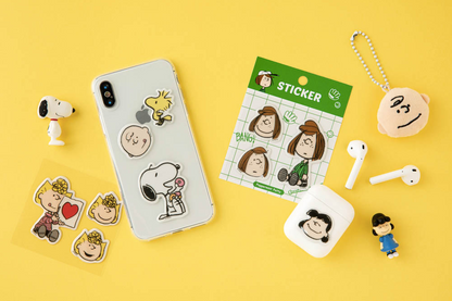 Peanuts pom pom sticker, 7 characters