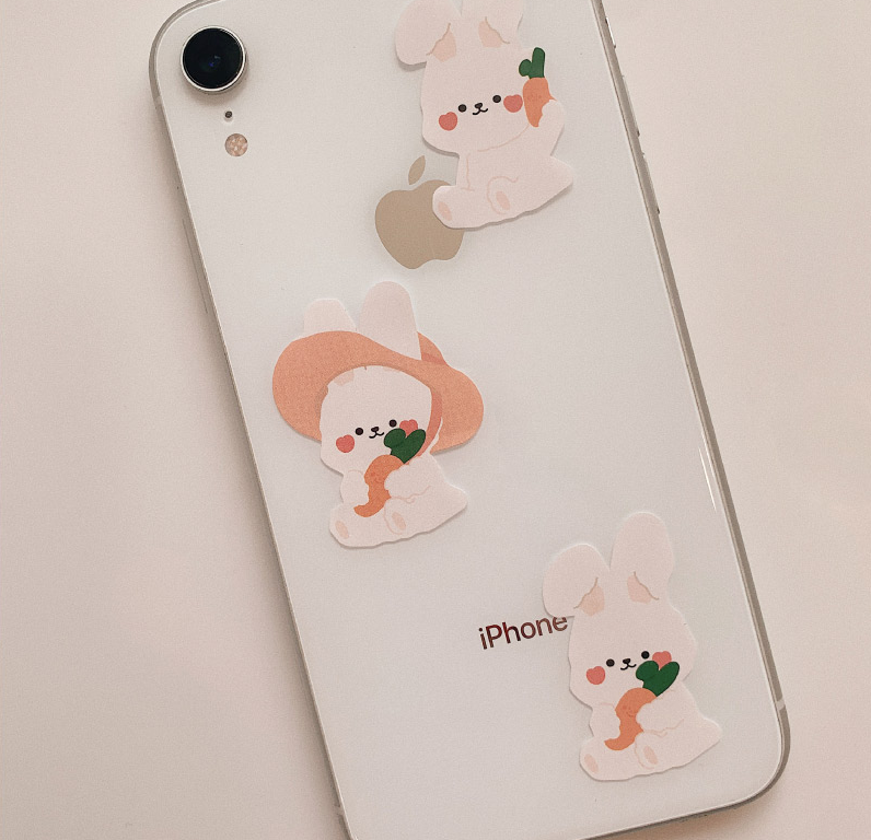 MALLING BOOTH Hato rabbit and Carrot Removable Sticker