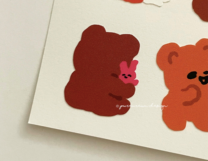 PUREUREUM DESIGN Cupid bear and doll Sticker