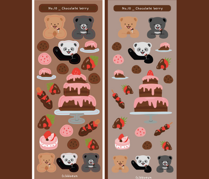 Chocolate berry and bear Hologram Seal Sticker