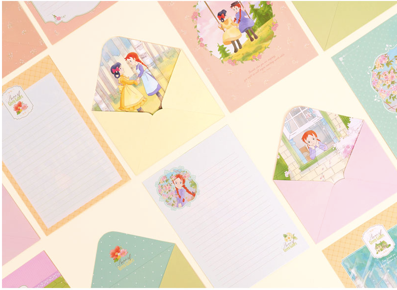 FLYING WHALES Anne of green gables letter set envelopes, 4 styles