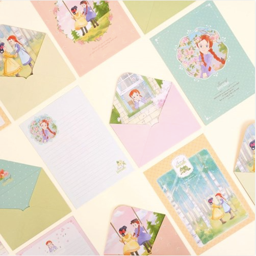 FLYING WHALES Anne of green gables letter set envelopes, 4 styles