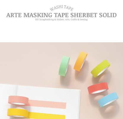 MONOLIKE Arte Masking Tape Sherbet Sold colors, 19 colors
