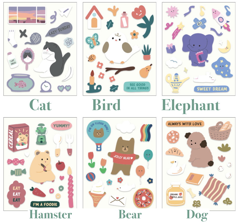 7321DESIGN My Color, My Day Sticker, 6 sheets set