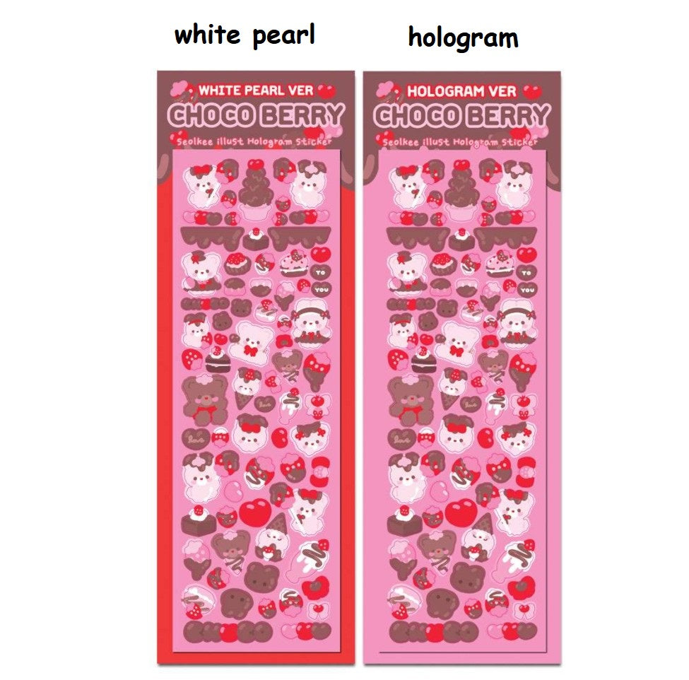 SEOLKEE ILLUST Choco Berry Hologram Seal Sticker 2 Types