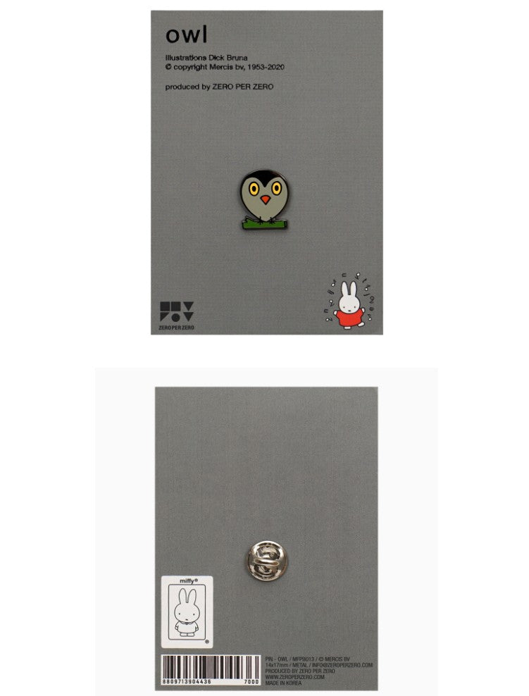 Owl Pin Badge, Miffy Friends Brooch, Lapel Pin, Scarf Collar Badge