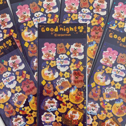 SOSOROUN Good Night Cat Seal Sticker