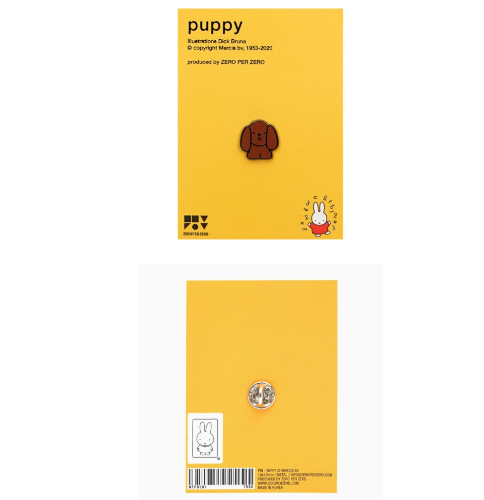 Puppy Pin Badge, Miffy Friends Brooch, Lapel Pin, Scarf Collar Badge