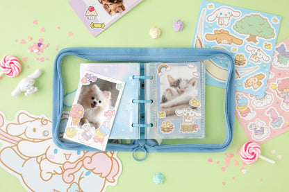 Sanrio 3 Ring Mini Binder Journal, Hello Kitty, My Melody Transparent Clear Cover Diary Album